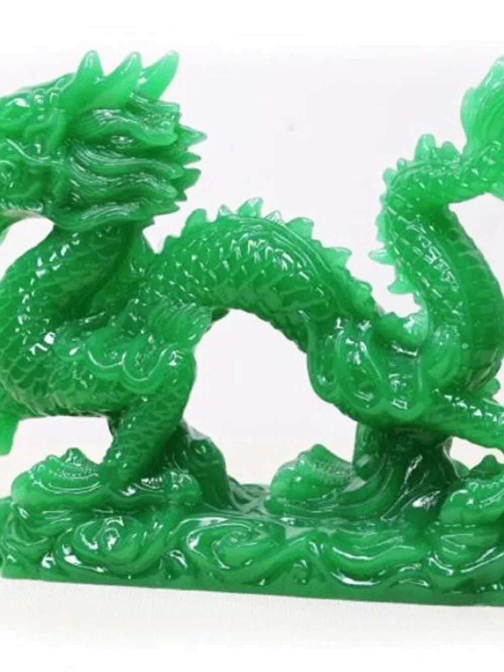 Mose Cafolo Jade Green Chinese Feng Shui Dragon Figurine Statue Sculpture for Lu